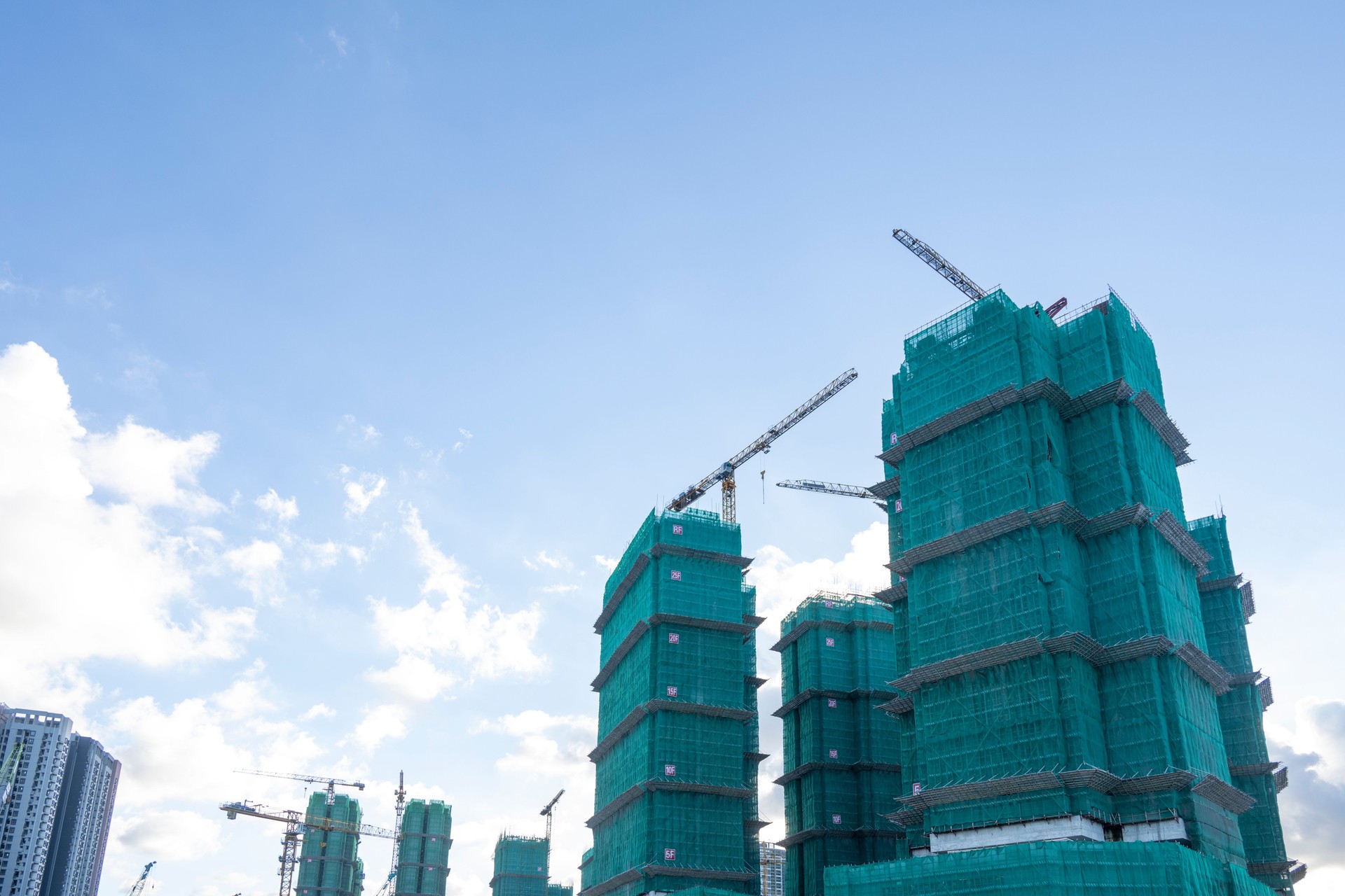 Construction site of commercial building under construction